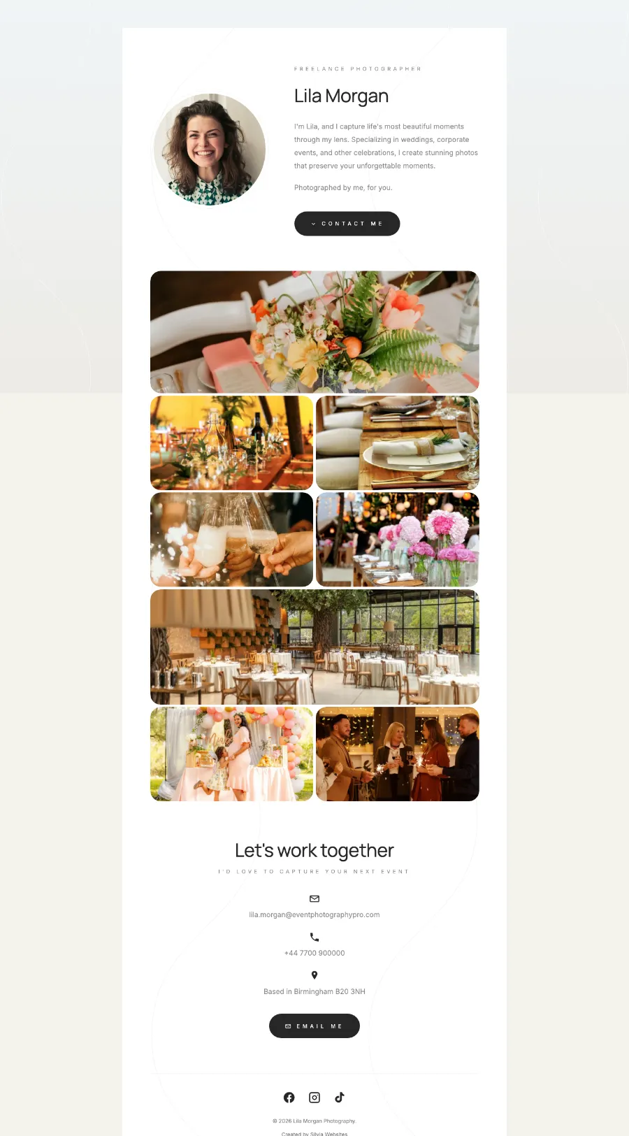 Freelance photographer website
